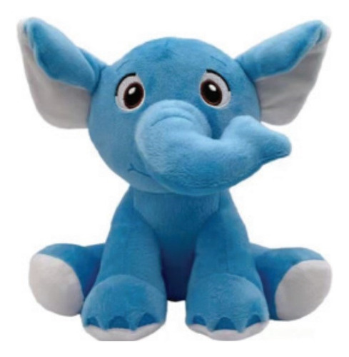 Bicho Pelúcia Zoo Animais Grande 35cm Unik Toys Cor Azul Elefante