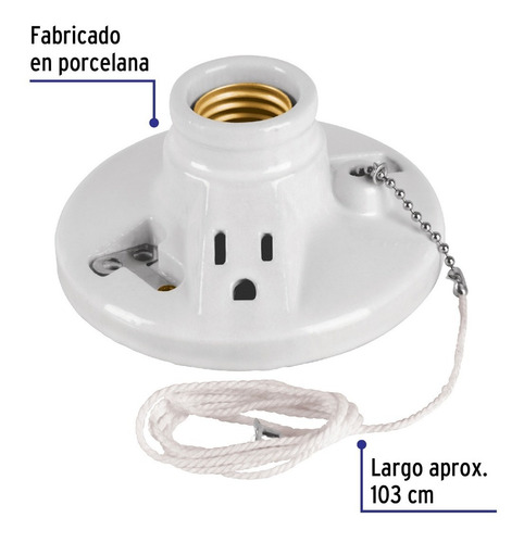 Socket Para Foco E26 Con Ladron Y Cadena Conexion 46526