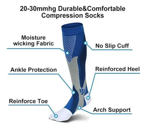 3 Pares De Calcetines Deportivos De Compresión Para Hombre,
