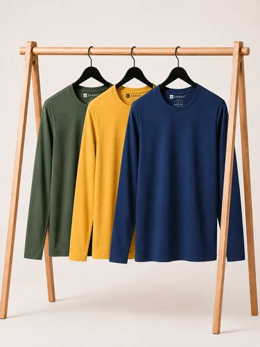 Kit 3 Camiseta Manga Longa Masculina Slim Algodão 30.1 Zaroc - R$ 97,49