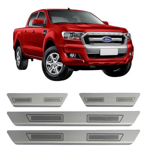 Kit Soleira De Porta Aço Inox Escovado Ford Nova Ranger