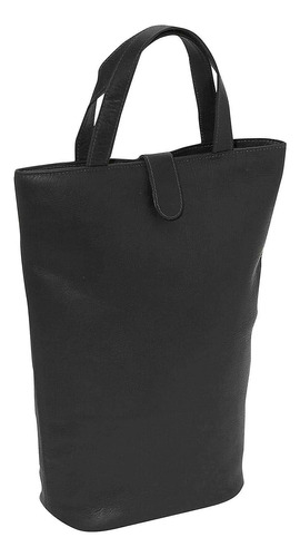 Bolso De Vino Doulbe De Cuero Piel, Negro, Talla Única