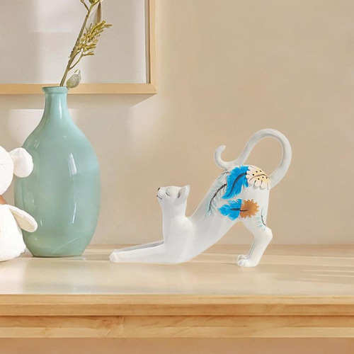Estatua De Gato Que Se Estira, Decoración, Obra De Arte,