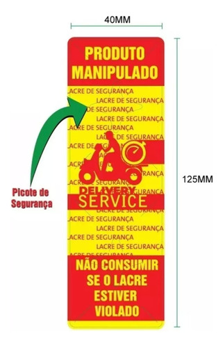 Lacre Segurança Para Delivery Em Bopp C/ Picote 500un 40x125