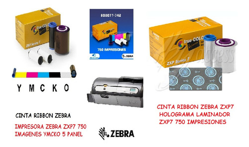 Combo Cintas Color Y Laminado De Seguridad Zebra Zxp7 750 Im