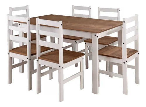 Juego De Comedor Mesa 6 Sillas Madera Maciza Reforzada Pino 