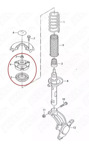 Coxim + Rolamento Amort. Diant. Jetta 2.0 Tsi (2011-2012)