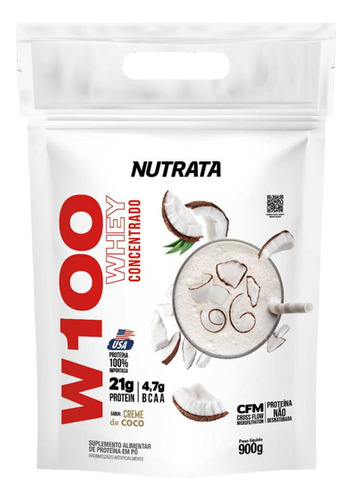 Nutrata Whey Concentrado W100 900g Refil Coco