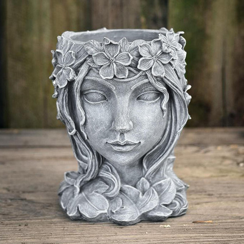 7,8 Pulgadas Estatua De Maceta De Cabeza De Resina Gris