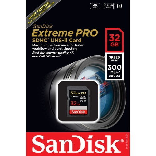 Cartão Sandisk Extreme Pro 32 Gb 300mbs Sdhc 4k