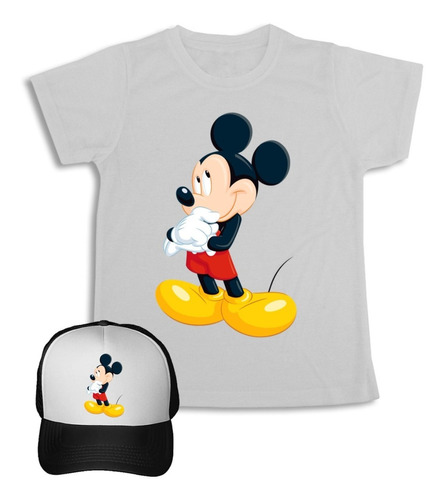 Camiseta Mickey Mouse Niños Y Adultos Obsequio Gorra 