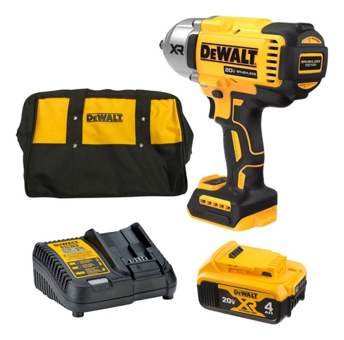 Chave De Impacto Dewalt Dcf900 20v + Bat 4 Ah Carreg E Bolsa