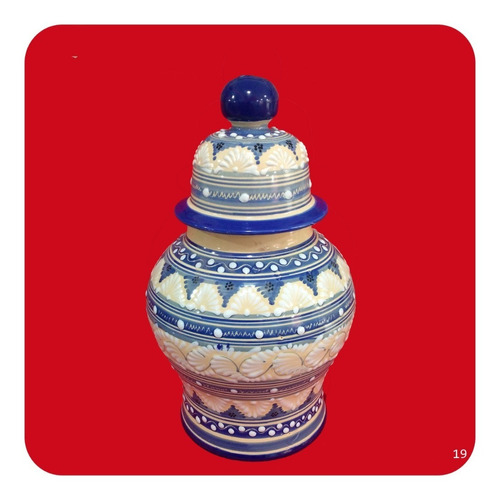 Tibor De Talavera Poblana Azul 40 Cm Decoración M19 Tbr