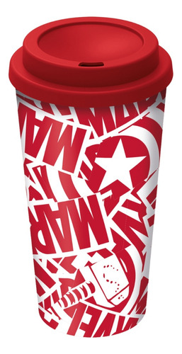 Vaso Cafe Doble Con Tapa Wabro Marvel 520ml Color Rojo