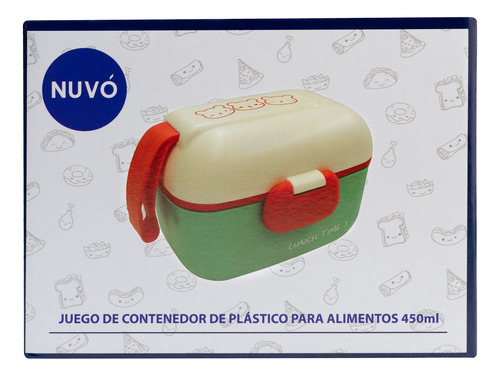 Contenedor Lunch Box Hermético Tapa Divisiones 5 Pzas 450 Ml Color Azul/rojo