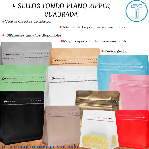 100 Bolsas Para Café, Cuadradas De 1 Kg Dorado Oscuro Cuadrada 1kg