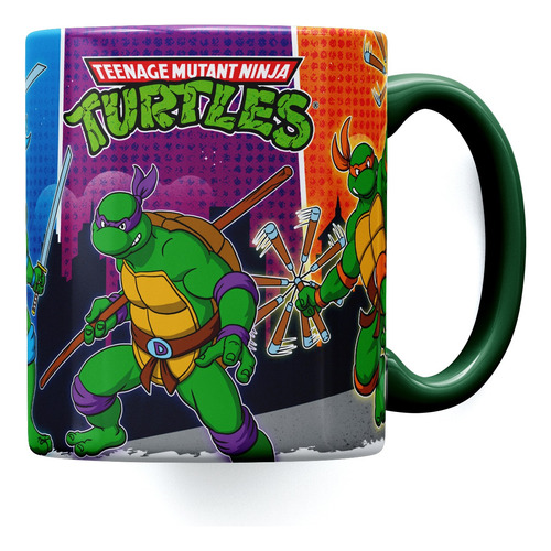 Taza Cerámica Importada Tortugas Ninja Universo Retro Tmnt