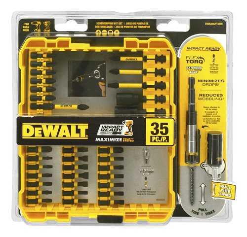 Juego De Puntas Impacto Dewalt Dwa2ngft35i 35 Piezas Set Kit