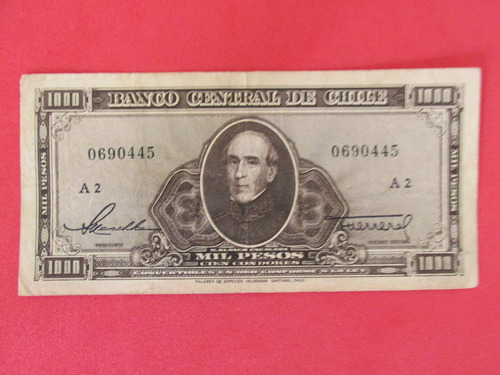 Billete Chile 1.000 Pesos Maschke -herrera Año 1958 Escaso