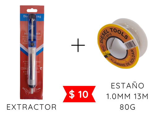 Estaño 13m 1.0mm 80g + Extractor De Estaño Profesional 