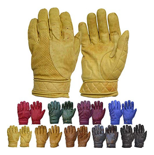 Goldtop Guantes De Moto Cortos De Cuero Bobber Para Hombre |