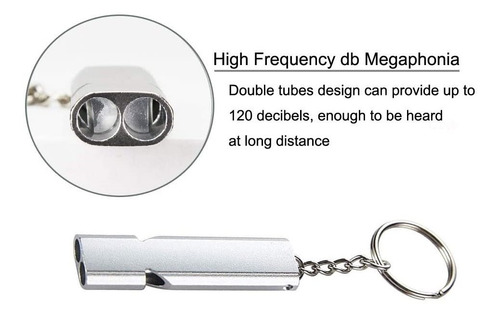 Imagen 2 de 6 de Silbato Llavero Metal Defensa Extra Chato Compact Pocket