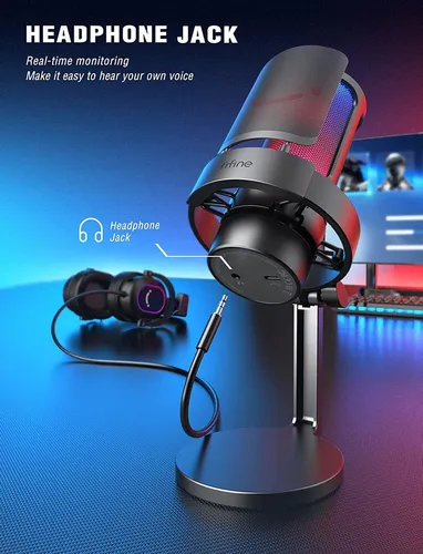 Micrófono Gaming Fifine Ampligame A8, De Condensador, Rgb