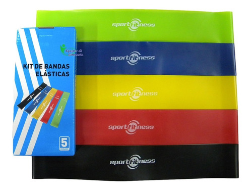 Imagen 3 de 6 de Bandas Planas Set X 5 Sportfitness Elásticas Cerradas Gym