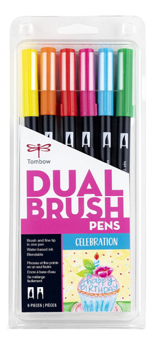 Tombow Dual Brush Pen Art Markers Celebración, Paquete 6