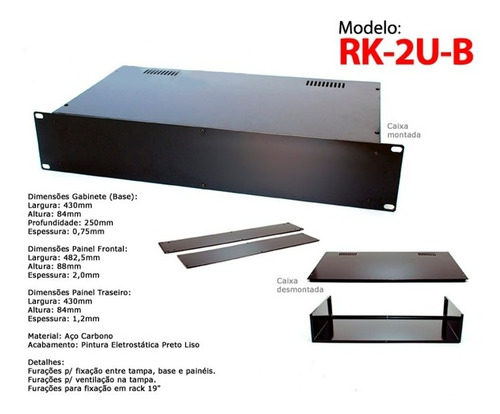 Gabinete 2u Caixa Metálica P/ Montagem Rack 19 430x80x250mm