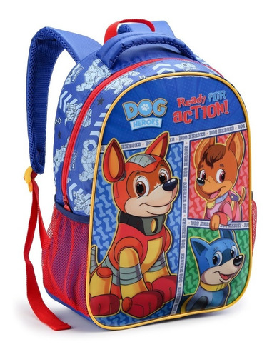 Mochila Patrulha Dog Heroes Infantil Masculina Costa Escolar