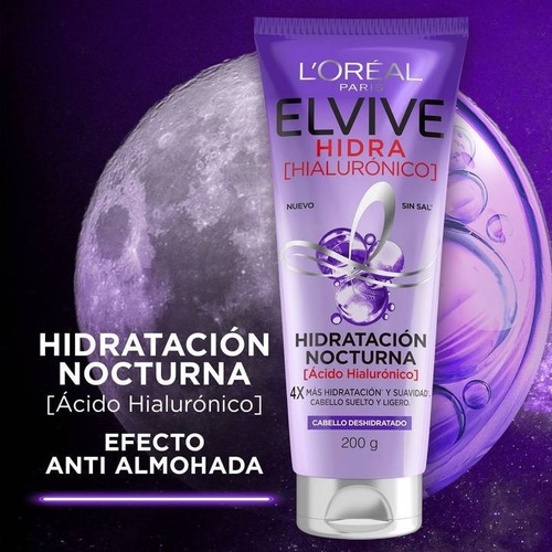 2pzs Elvive Hidra Hialurónico Crema Loreal De Noche Cabello