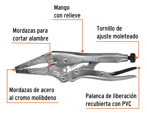 Pinza De Presión 4 Pulgadas. ( 10 Cms.) Punta Larga. Truper.