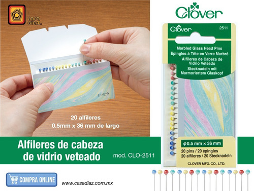 Alfileres De Cabeza De Vidrio Veteado Clover 2511