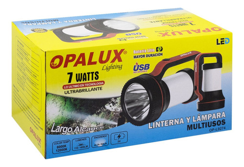 Linterna/lámpara Portátil Recargable Led 7w Op-l9274 Opalux