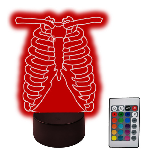 Lámpara Acrílica Anatomía Humana Huesos Tórax 16 Colores