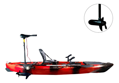 Kayak De Pesca Con Motor 55lb + Remo 3.6m Laguna Rio Magic Color Rojo