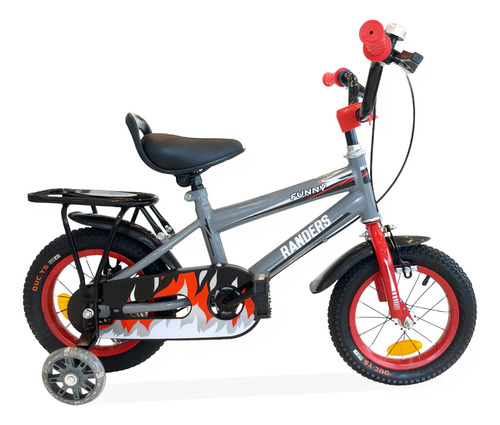 Bicicleta Infantil Rodado 12 Randers Reforzada Funny Gris