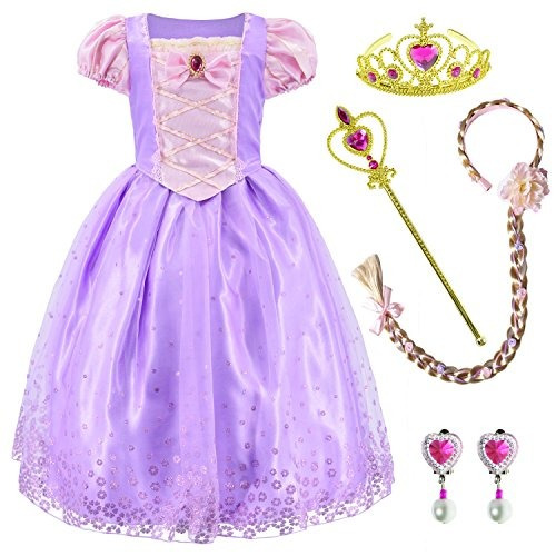 Disfraz De Princesa Vestido Largo De Rapunzel Para Niñas Ves