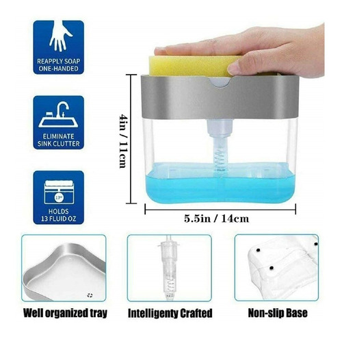 Imagen 5 de 8 de Dispenser Detergente Con Esponja Incorporada Diseño Cocina