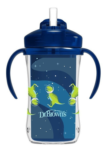 Dr Brown's Vaso Térmico De 10 Oz Azul Con Popote 12m+ Dinosaurios