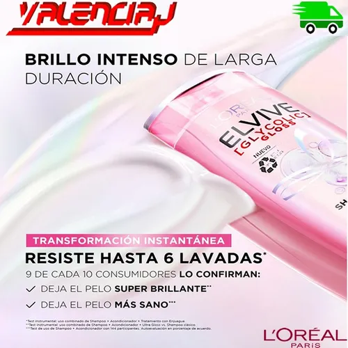Loreal Elvive Shampoo Glycolic X 2 Und - mL a $65