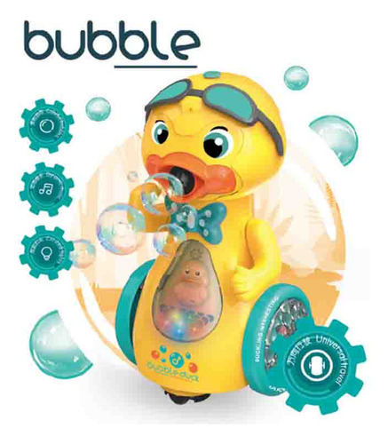 Novo Robo Patinho Solta Bolha Sabão Com Som E Luz Para