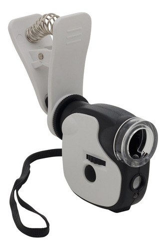 Imagem 1 de 5 de Mini Microscópio Lupa Conta-fio 55x Luz Uv Com Clip Para Cel