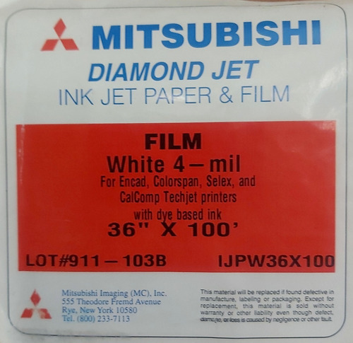 Película Base Blanca Para Caja De Luz Mitsubishi 36 X100'