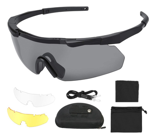 Gafas Goggles Tácticas Tiro Polarizadas Uv400 Con 3 Lentes