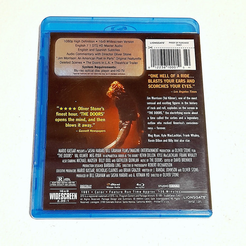 The Doors Val Kilmer Pelicula Blu-ray Importado (Usado)