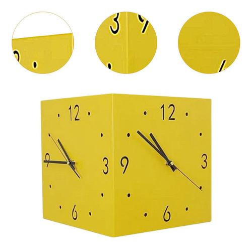 Reloj De Pared De Esquina De Doble Cara Reloj Amarillo