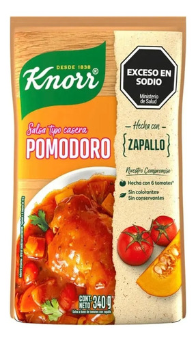 Salsa Knorr Pomodoro 340grs Pack 6 Unidades 