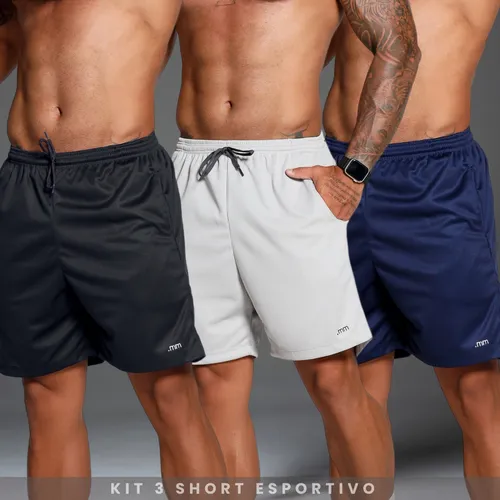 Kit3 Short Futebol Bermuda Esporte Masculina Treino Academia